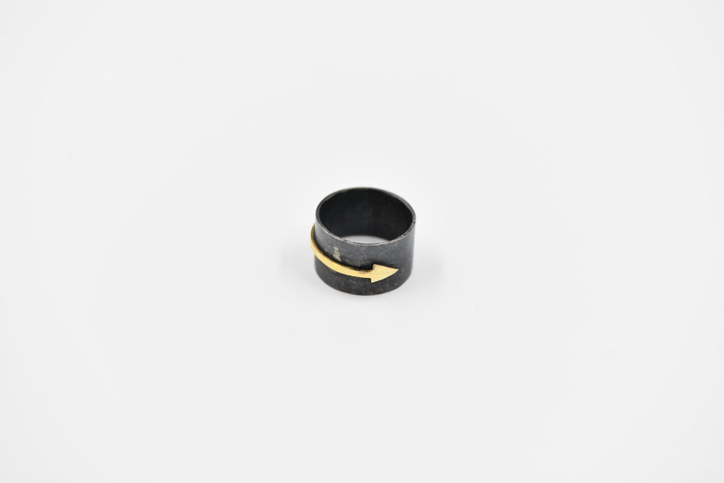 Oxidized Silver and 18k Gold Arrow Ring