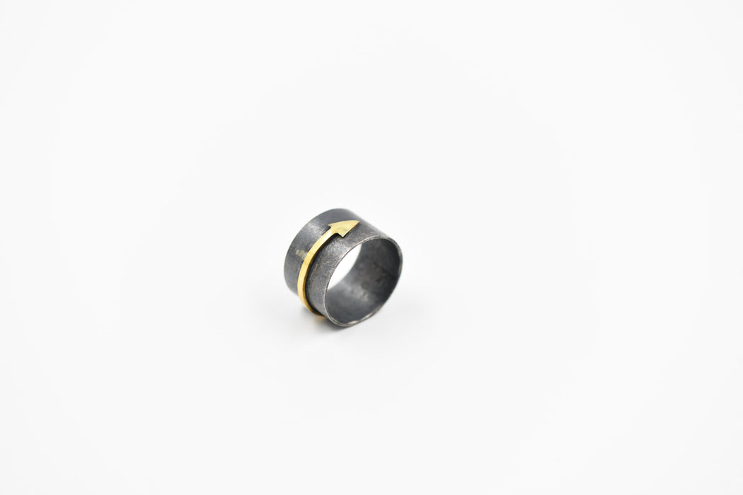 Oxidized Silver and 18k Gold Arrow Ring