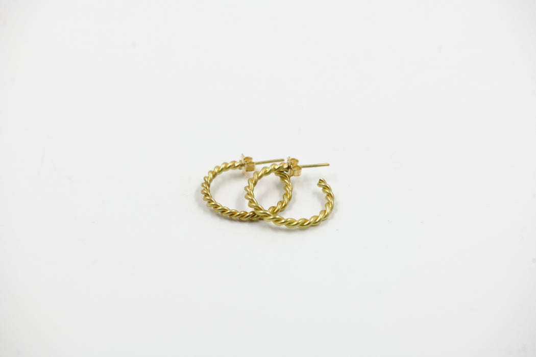18k Gold Twisted Hoop Earrings