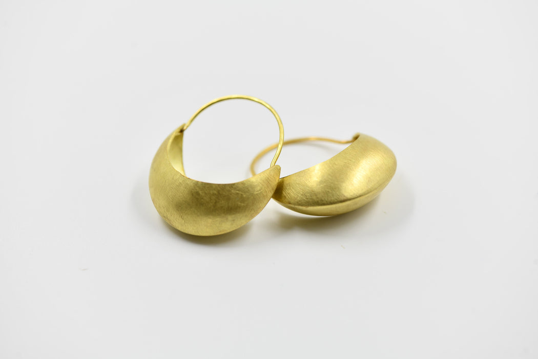 18k Gold Domed Hoop Earrings