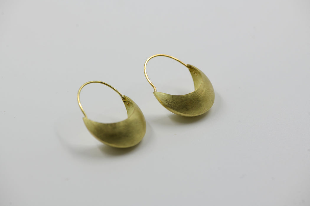 18k Gold Domed Hoop Earrings
