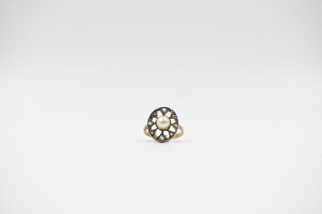 Victorian Diamond and Pearl Ring
