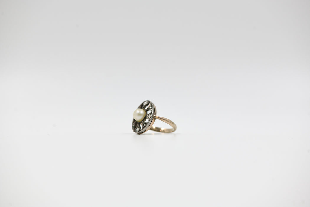 Victorian Diamond and Pearl Ring