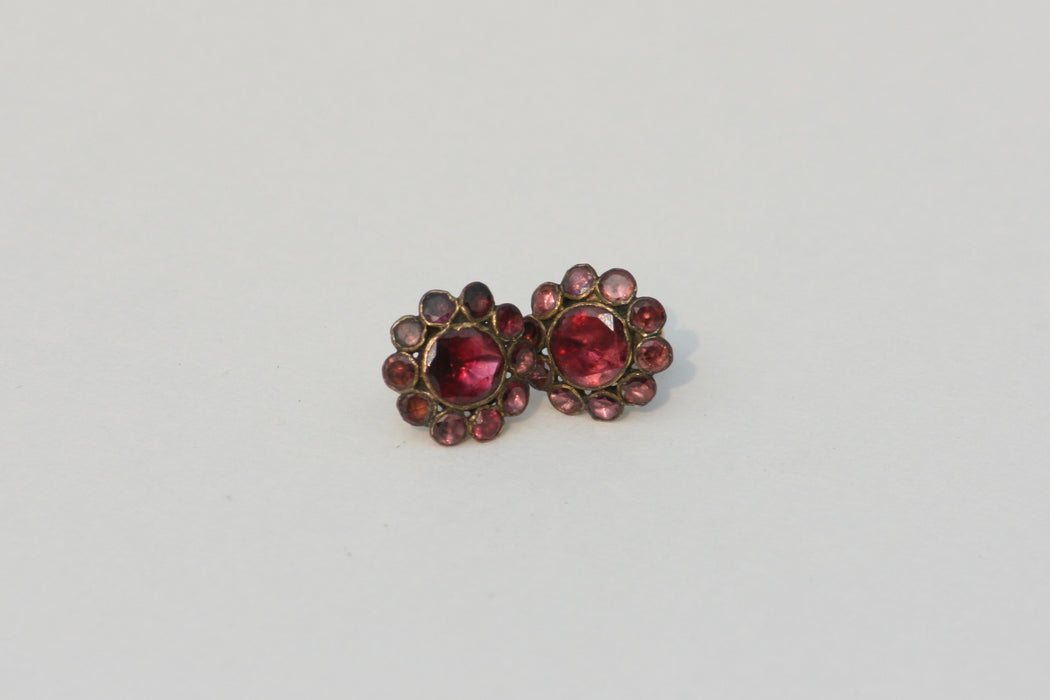 Georgian Almandine Garnet Flower Earrings