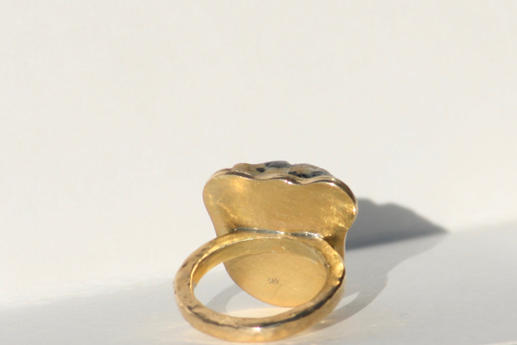 18K Gold Leopard Jasper Ring